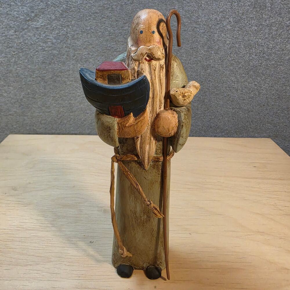 Vintage Midwest Importers Hand Carved Wood Noah Figurine Primitive Folk Art 10"